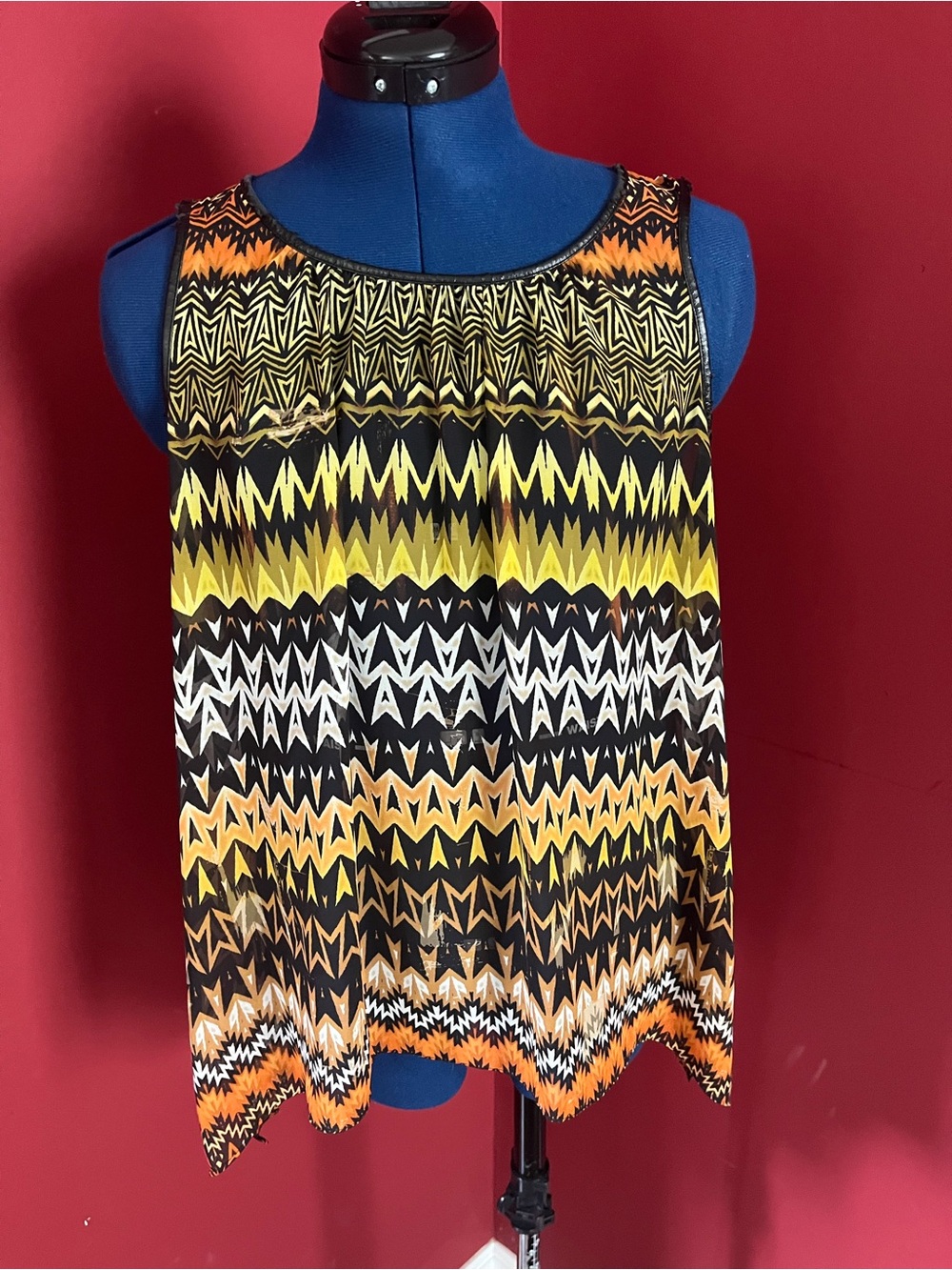Vince Camuto Geometric Tribal Print Sleeveless Blouse Tank Top